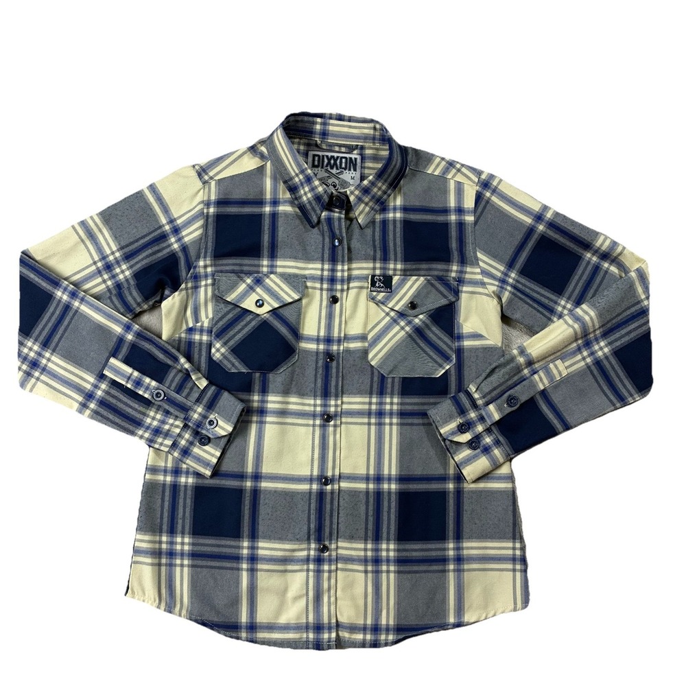 Dixxon Brownells Six Gun Pearl Snap Flannel Blue Cream Men's M Outdoors Grunge